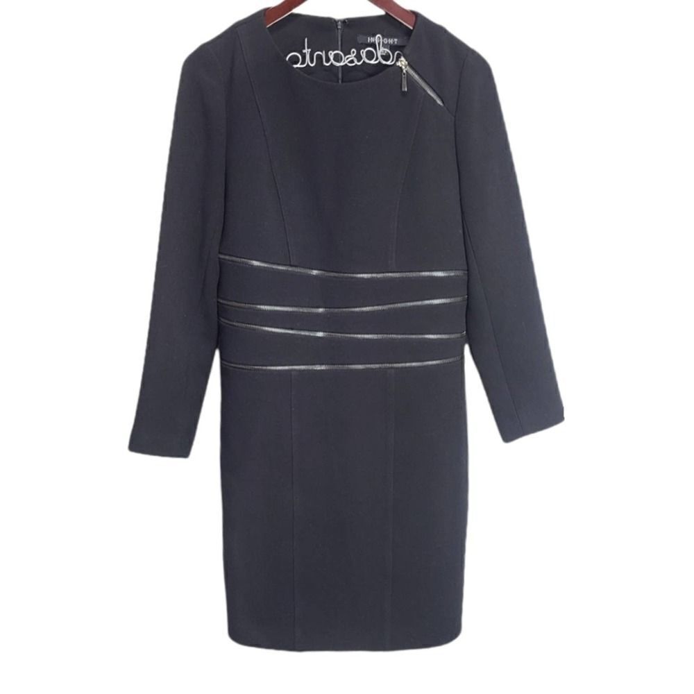 Insight Black‎ Sweater Dress Women’s Midi Zipper Detailed Size 8
